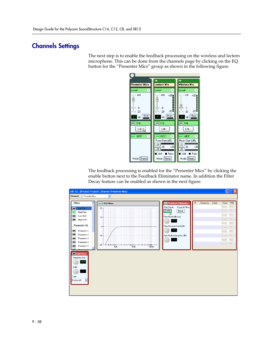 Channels settings, Channels settings –58 | Polycom C16 User Manual | Page 274 / 492