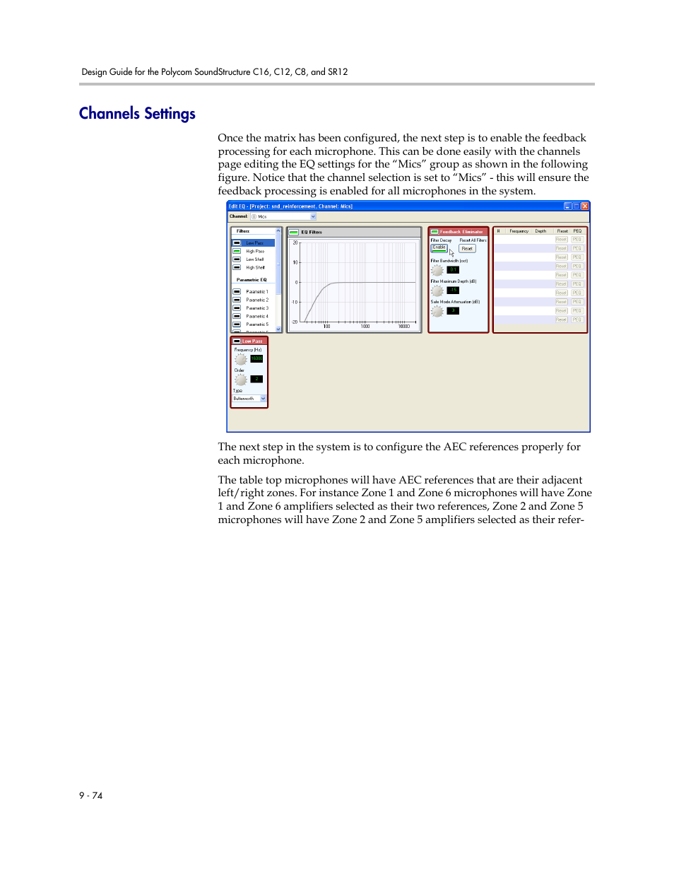 Channels settings, Channels settings –74 | Polycom C16 User Manual | Page 290 / 492