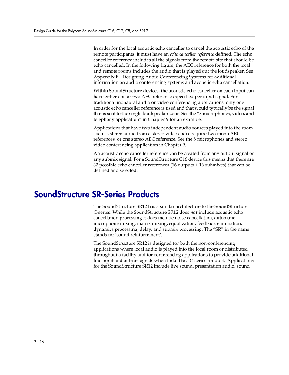 Soundstructure sr-series products, Soundstructure sr-series products –16 | Polycom C16 User Manual | Page 30 / 492