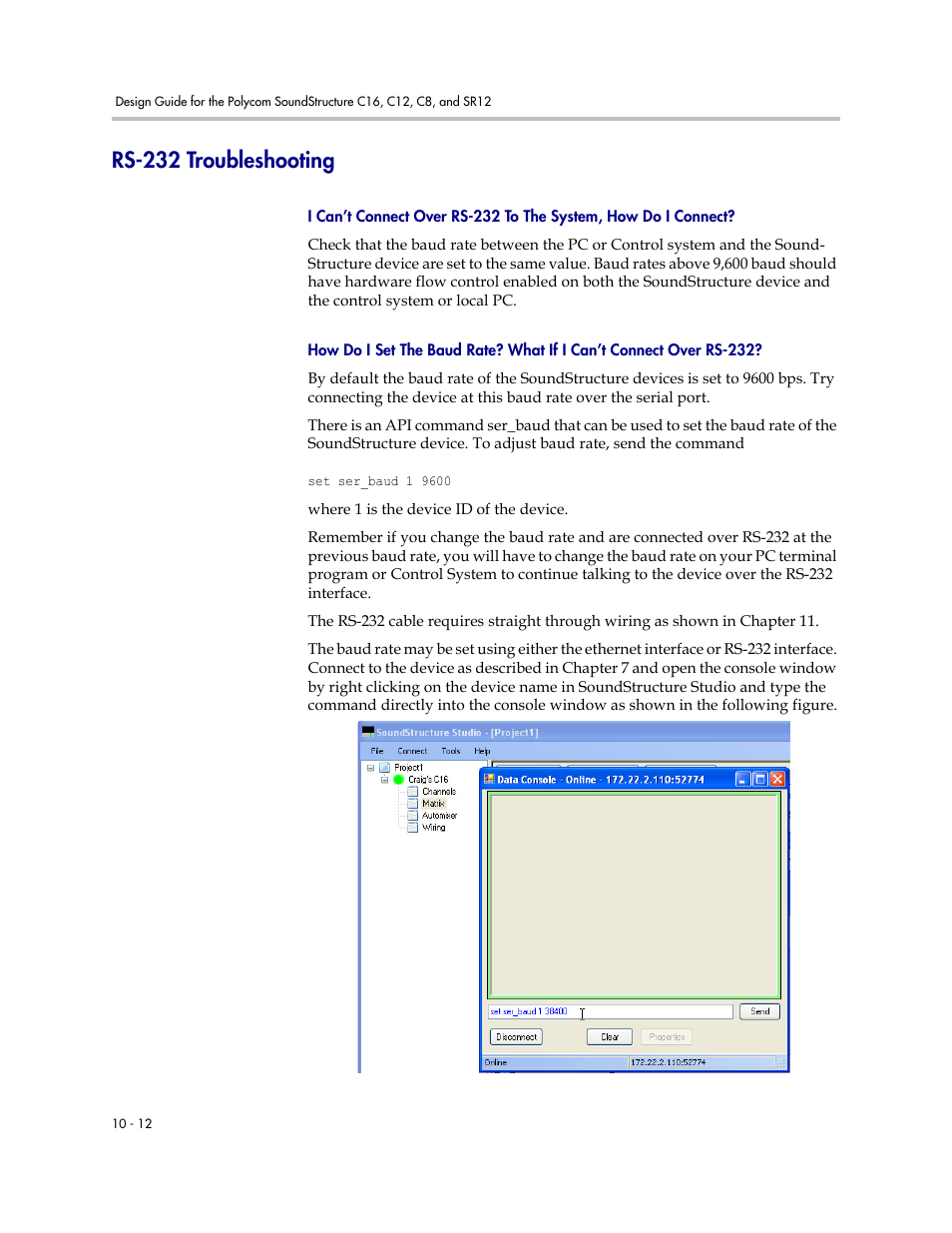 Rs-232 troubleshooting, Rs-232 troubleshooting –12 | Polycom C16 User Manual | Page 320 / 492