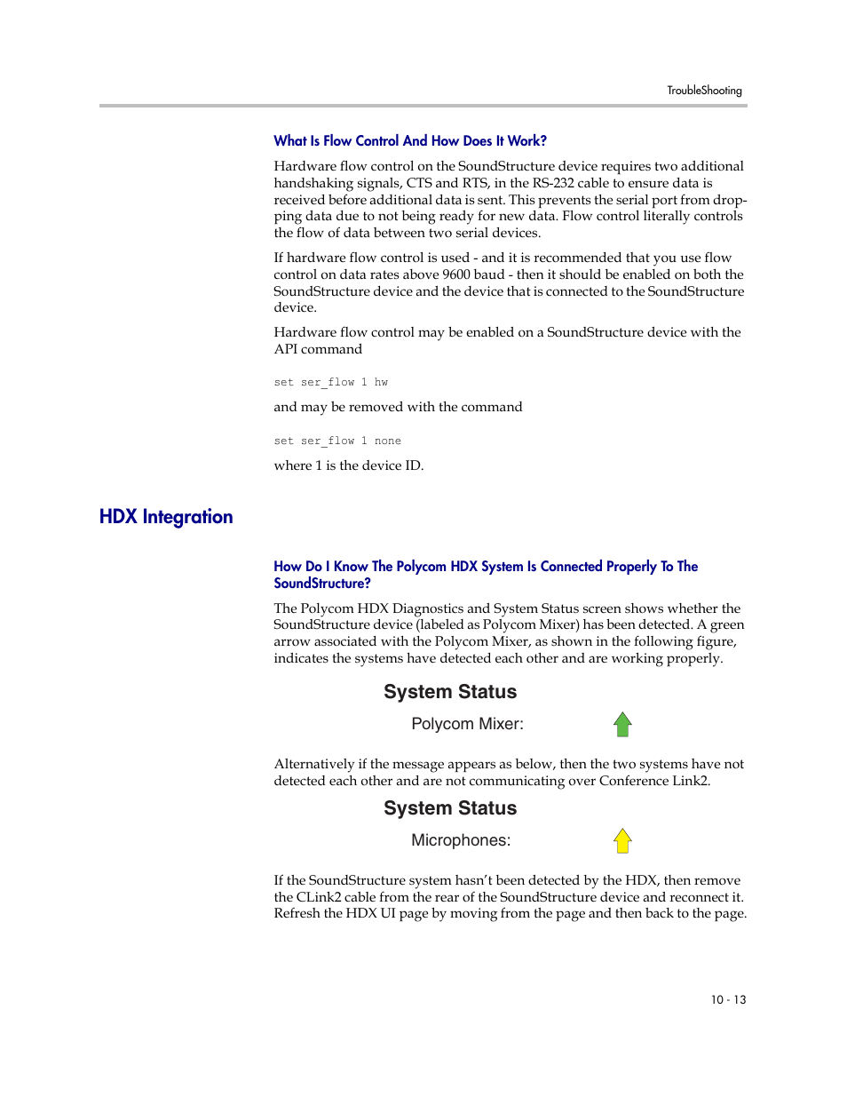 What is flow control and how does it work, Hdx integration, Hdx integration –13 | System status | Polycom C16 User Manual | Page 321 / 492