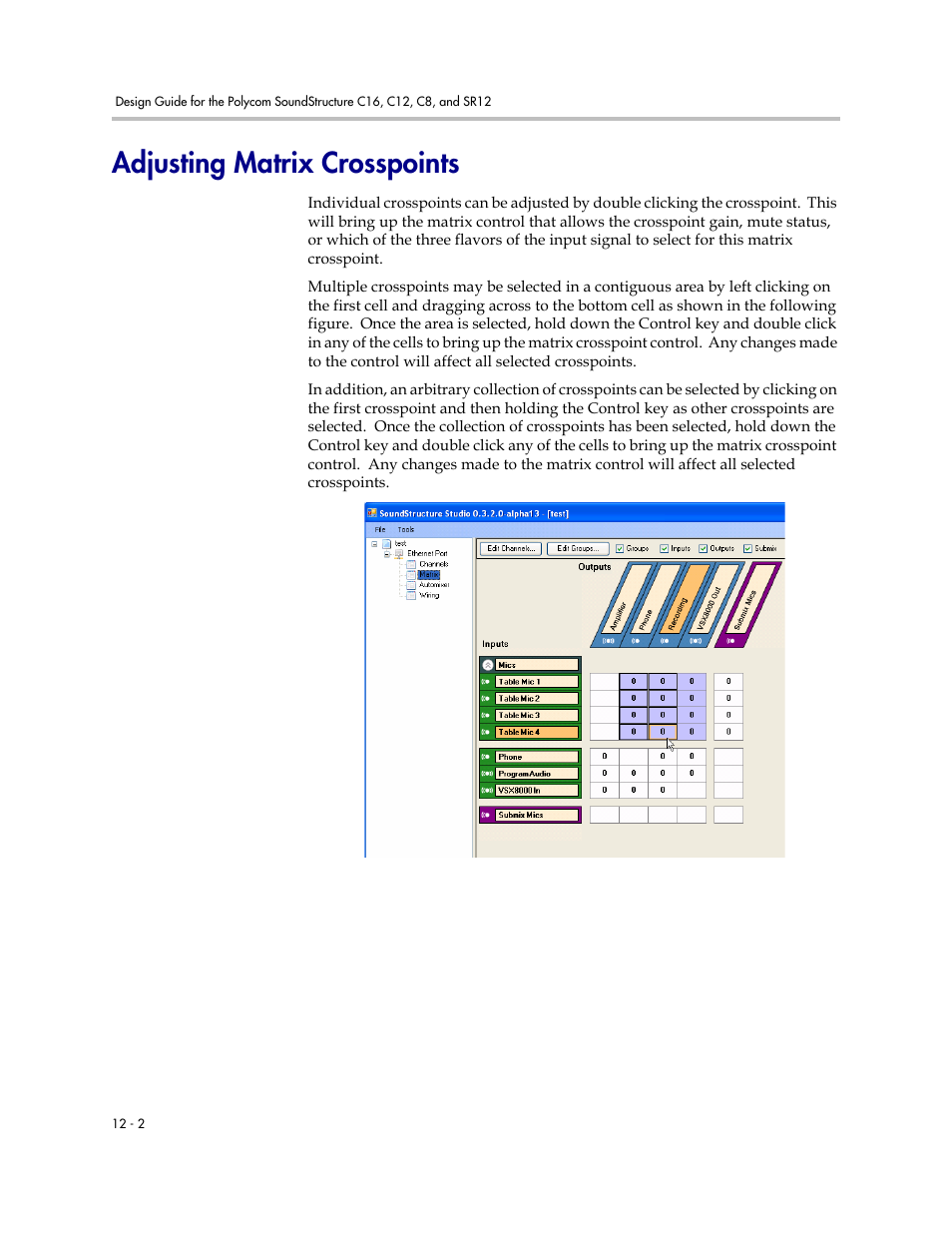 Adjusting matrix crosspoints, Adjusting matrix crosspoints –2 | Polycom C16 User Manual | Page 340 / 492