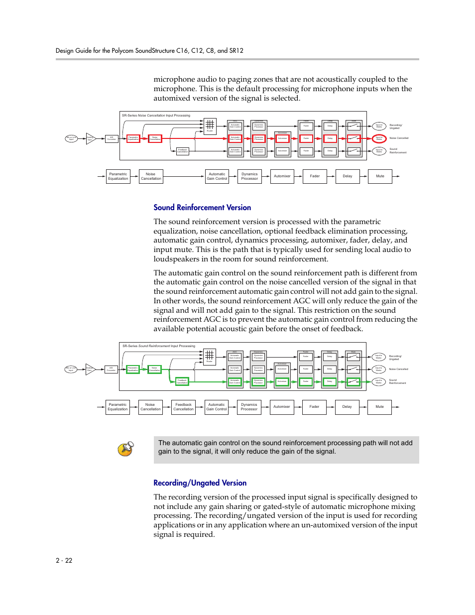 Sound reinforcement version, Recording/ungated version | Polycom C16 User Manual | Page 36 / 492