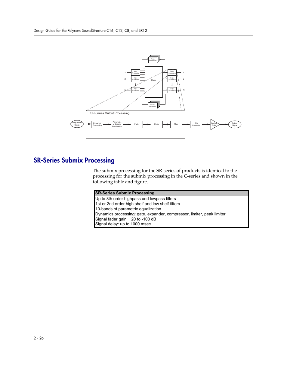 Sr-series submix processing, Sr-series submix processing –26 | Polycom C16 User Manual | Page 40 / 492