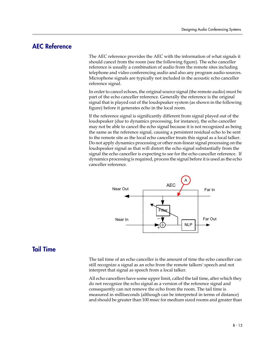 Aec reference, Tail time | Polycom C16 User Manual | Page 475 / 492