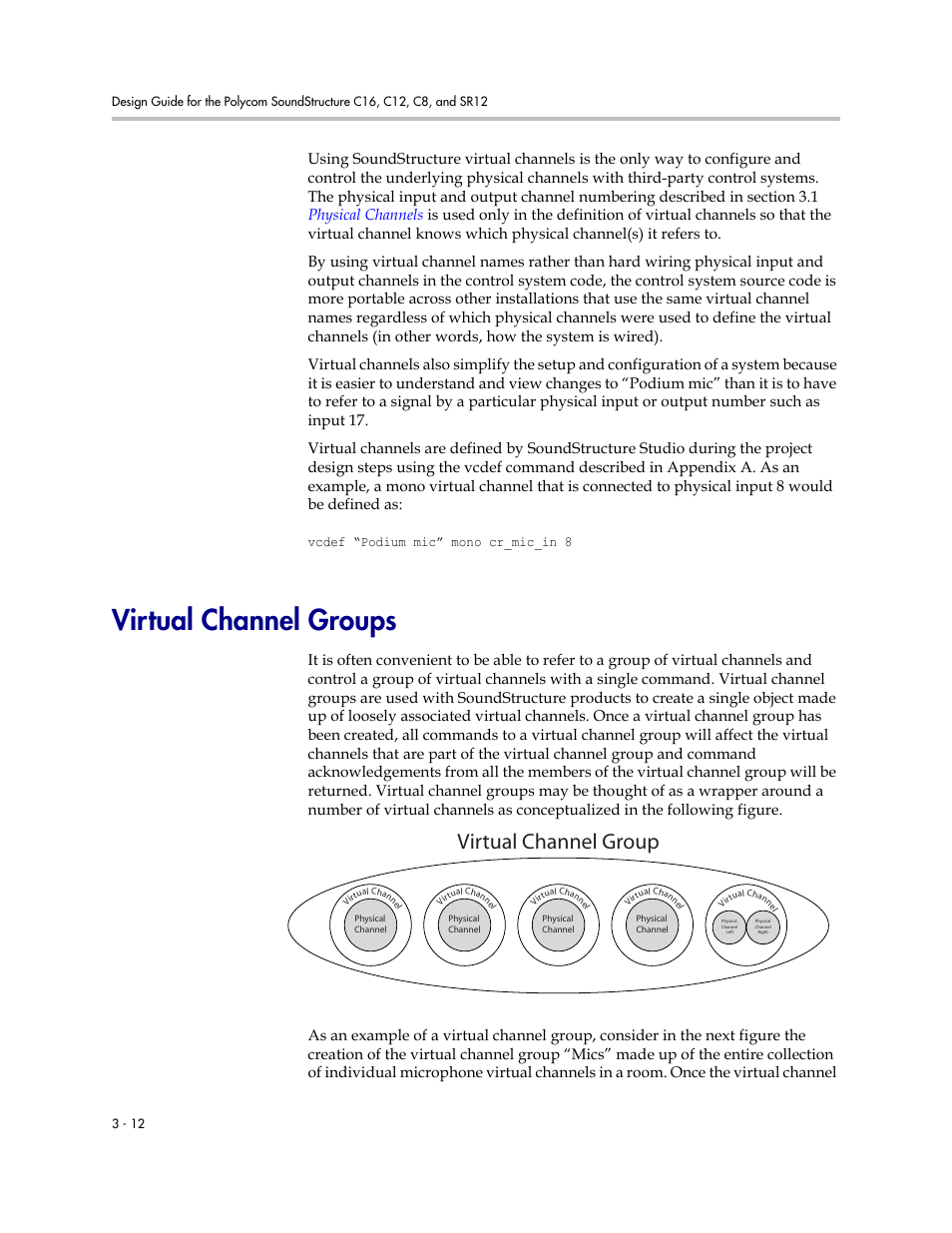 Virtual channel groups, Virtual channel groups –12, Virtual channel group | Polycom C16 User Manual | Page 56 / 492