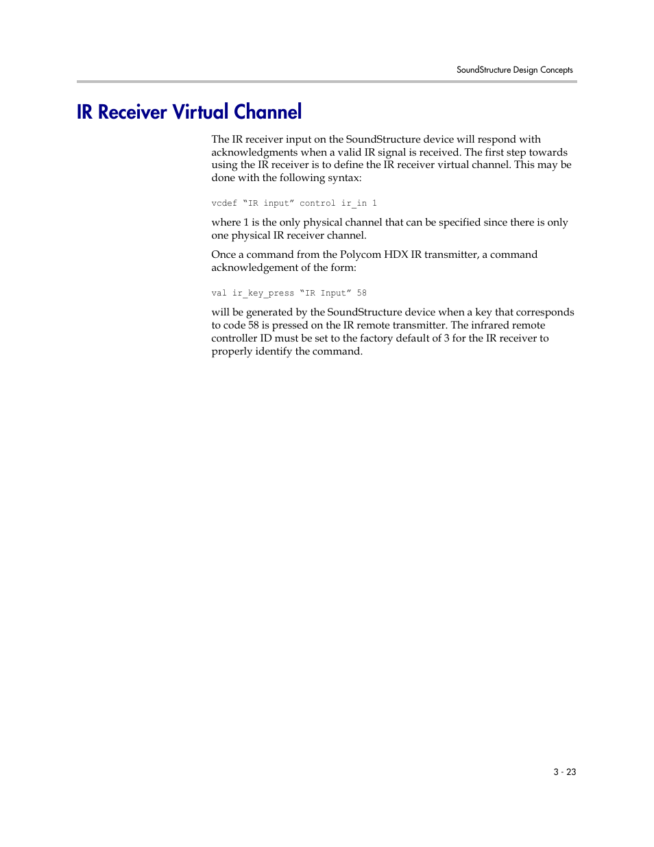 Ir receiver virtual channel, Ir receiver virtual channel –23 | Polycom C16 User Manual | Page 67 / 492