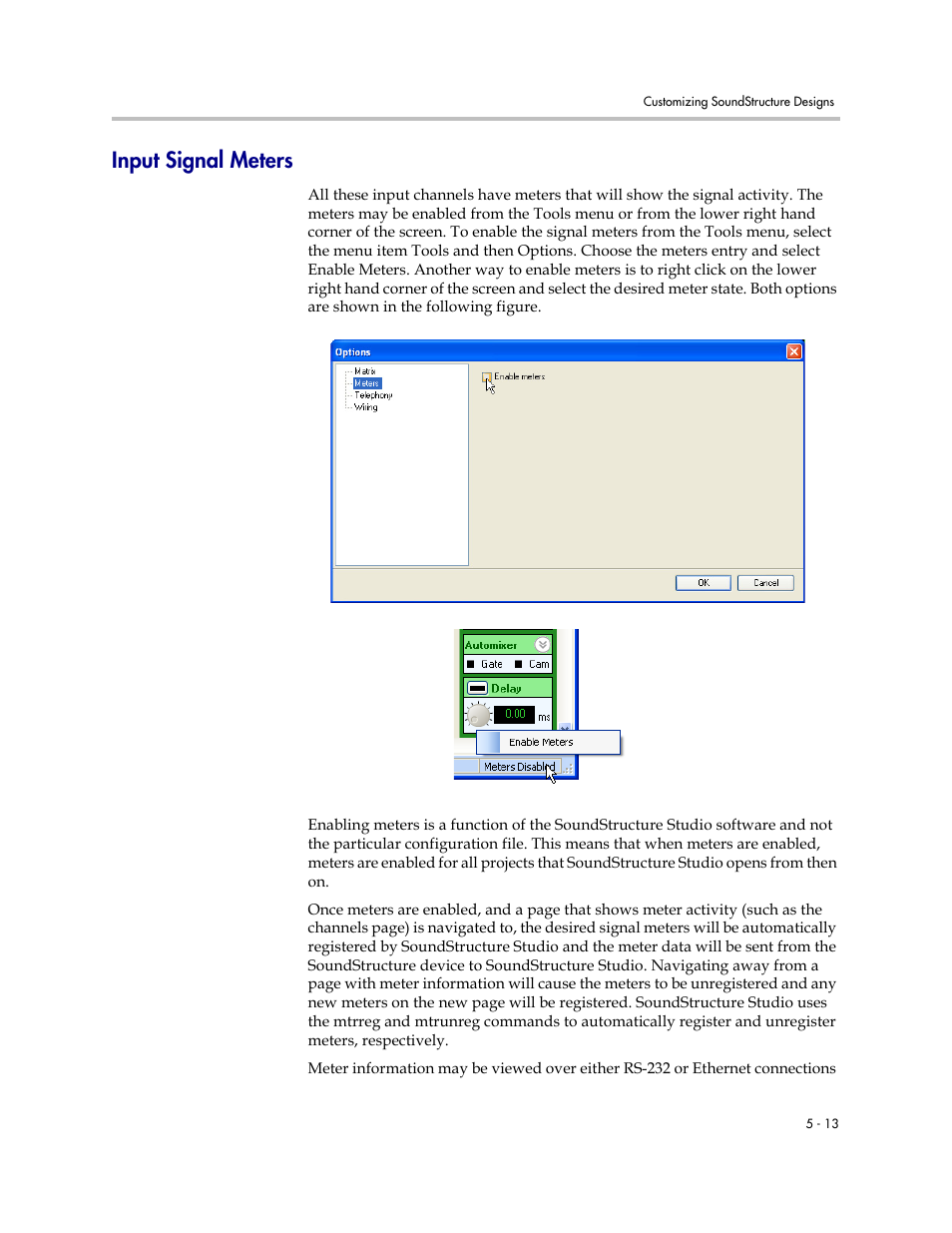 Input signal meters, Input signal meters –13 | Polycom C16 User Manual | Page 93 / 492