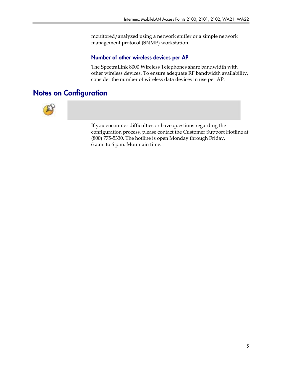 Notes on configuration | Polycom INTERMEC WA21 User Manual | Page 5 / 6