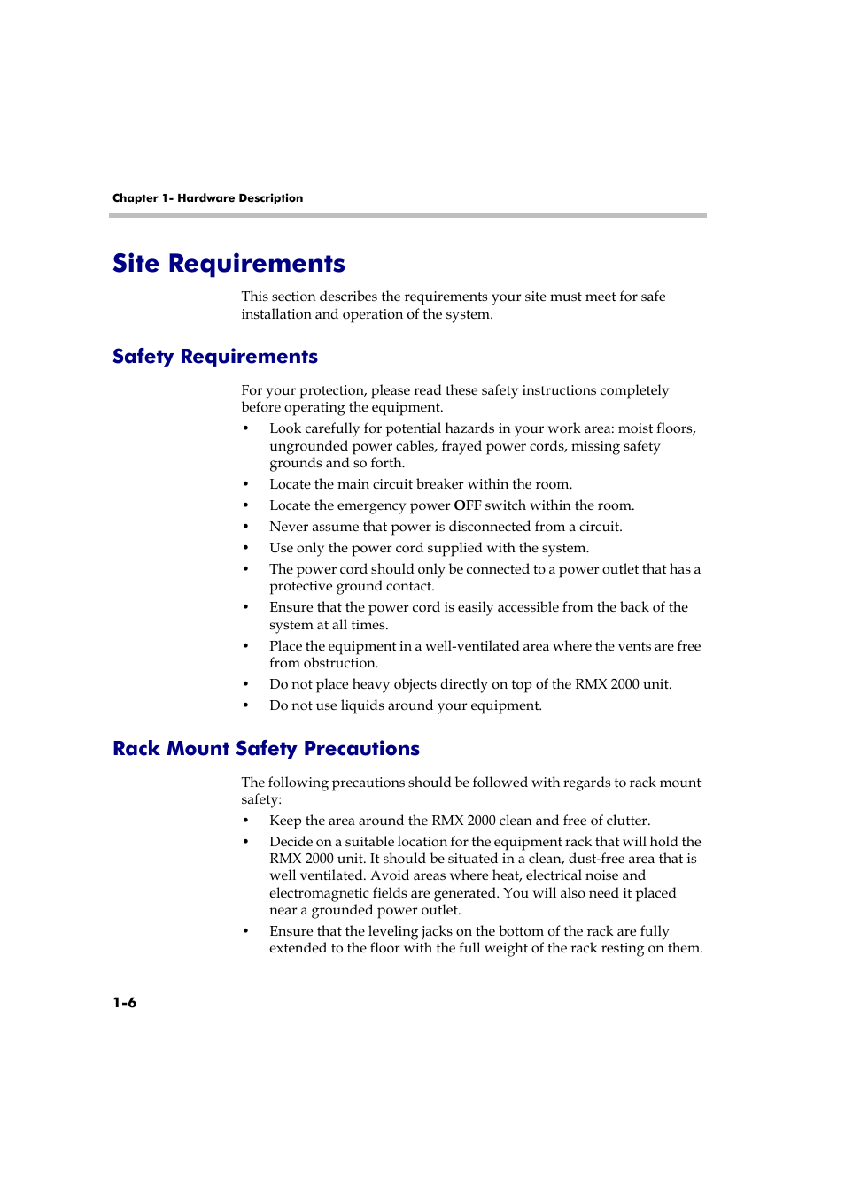 Site requirements, Safety requirements, Rack mount safety precautions | Site requirements -6 | Polycom DOC2558B User Manual | Page 12 / 45