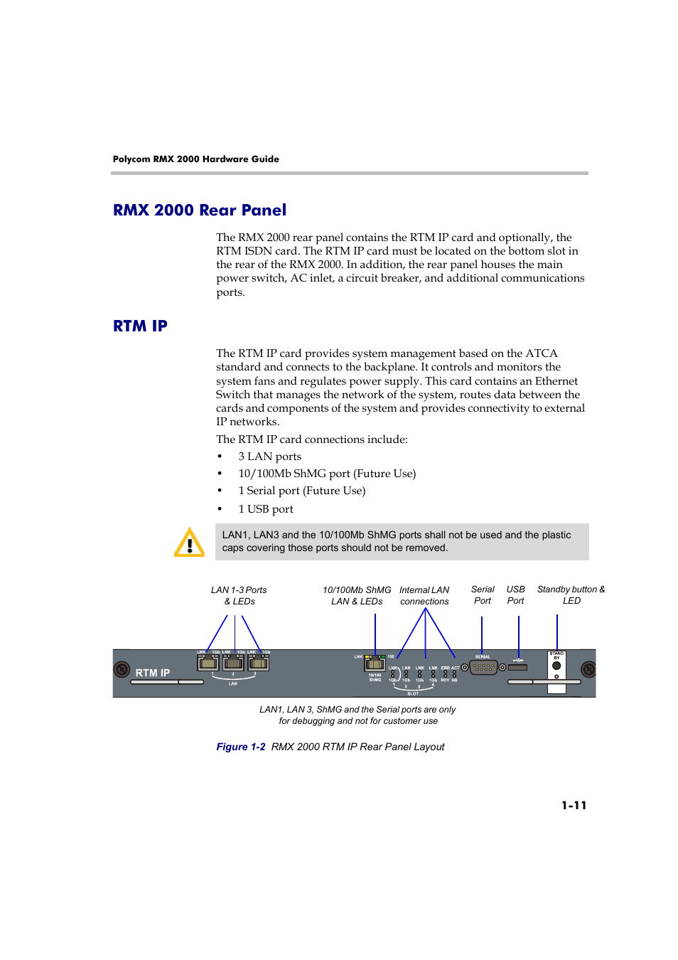 Rmx 2000 rear panel, Rtm ip, Rmx 2000 rear panel -11 rtm ip -11 | Polycom DOC2558B User Manual | Page 17 / 45