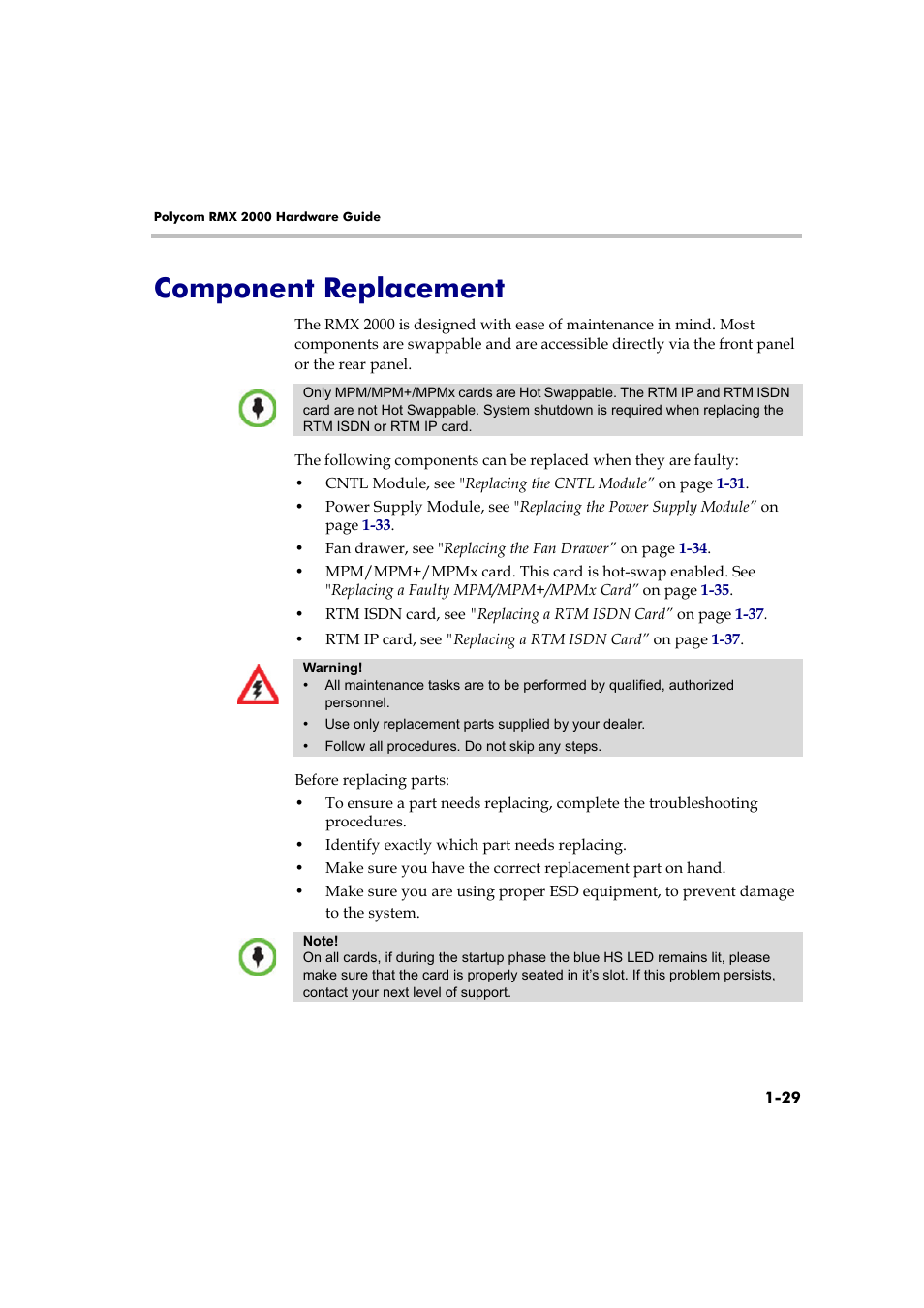 Component replacement, Component replacement -29 | Polycom DOC2558B User Manual | Page 35 / 45