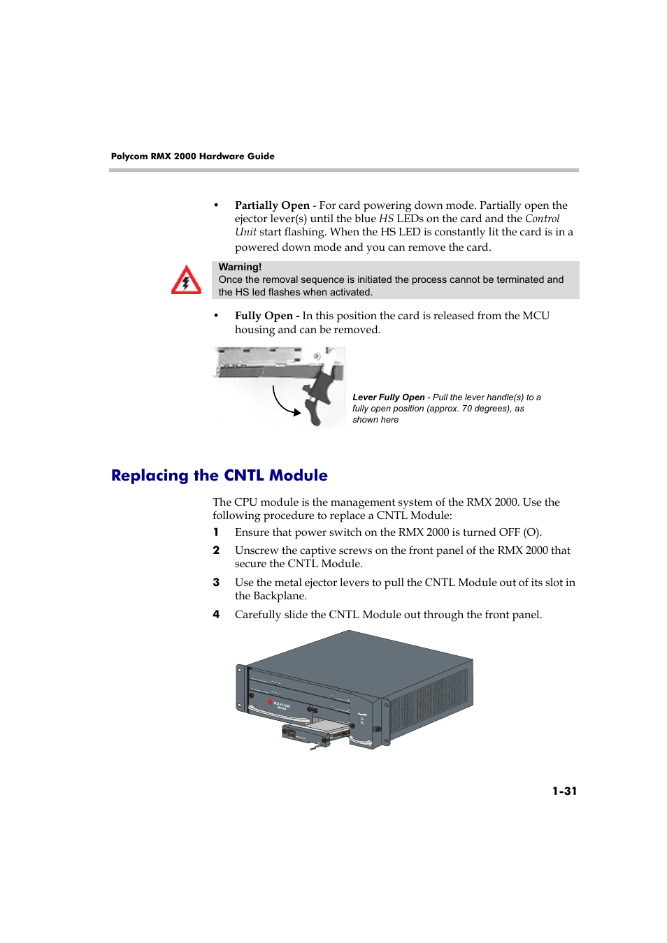 Replacing the cntl module, Replacing the cntl module -31 | Polycom DOC2558B User Manual | Page 37 / 45