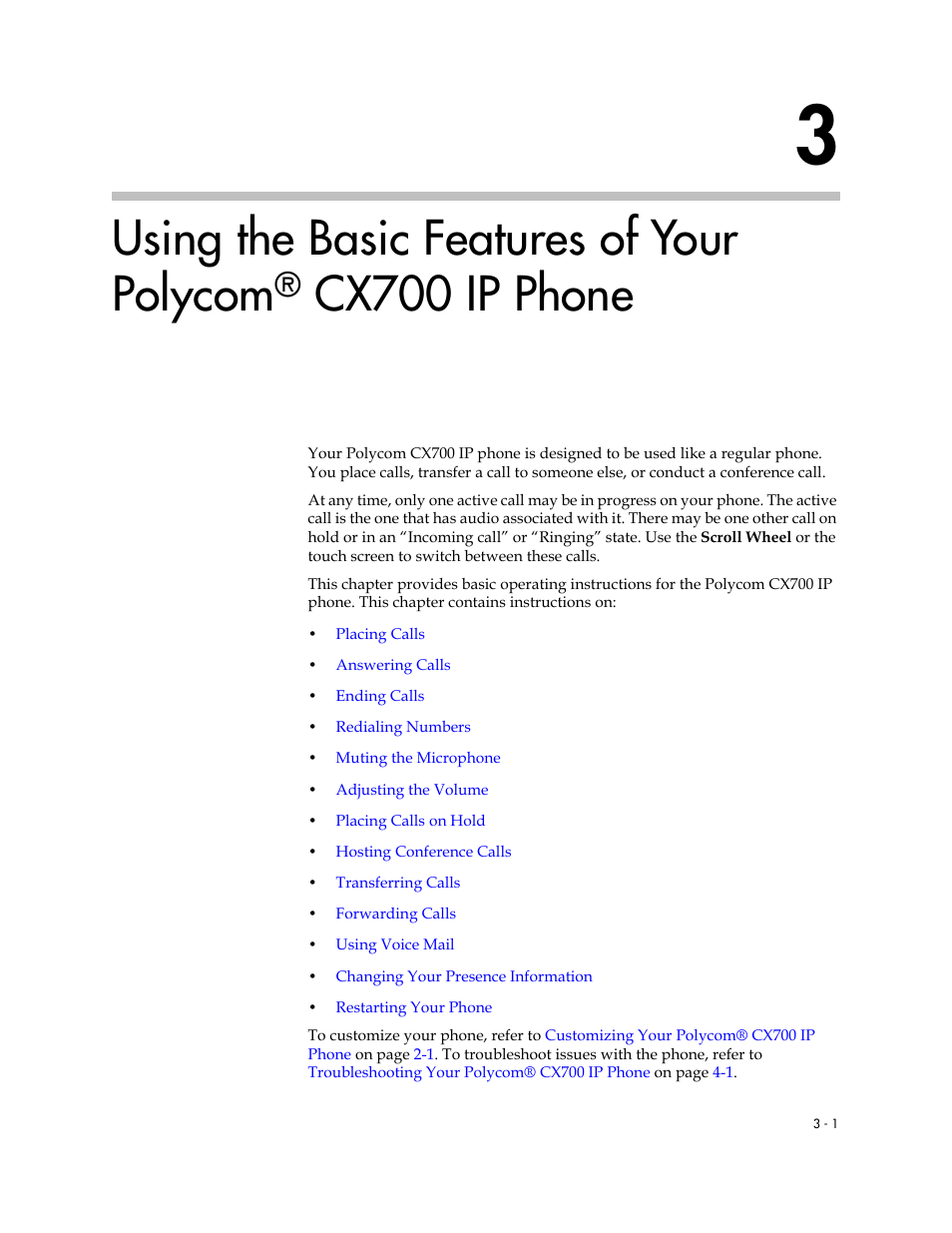 Phone –1, Using the, Basic features of your polycom® cx700 ip phone | Using the basic features of, Your polycom® cx700 ip phone, Using the basic features of your polycom, Cx700 ip phone | Polycom CX700 User Manual | Page 33 / 62