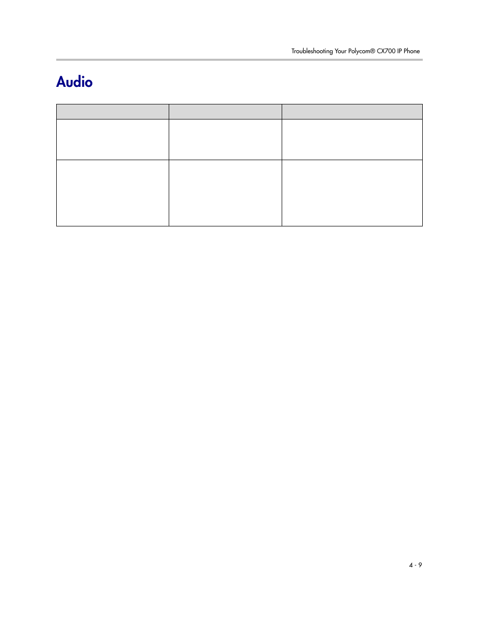 Audio, Audio –9 | Polycom CX700 User Manual | Page 55 / 62