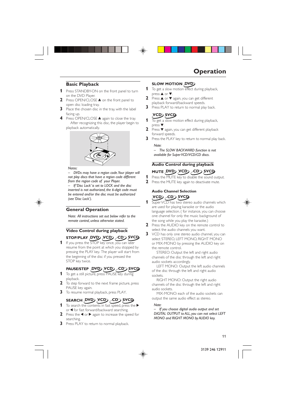 Operation | Polycom DVD 729 User Manual | Page 11 / 31