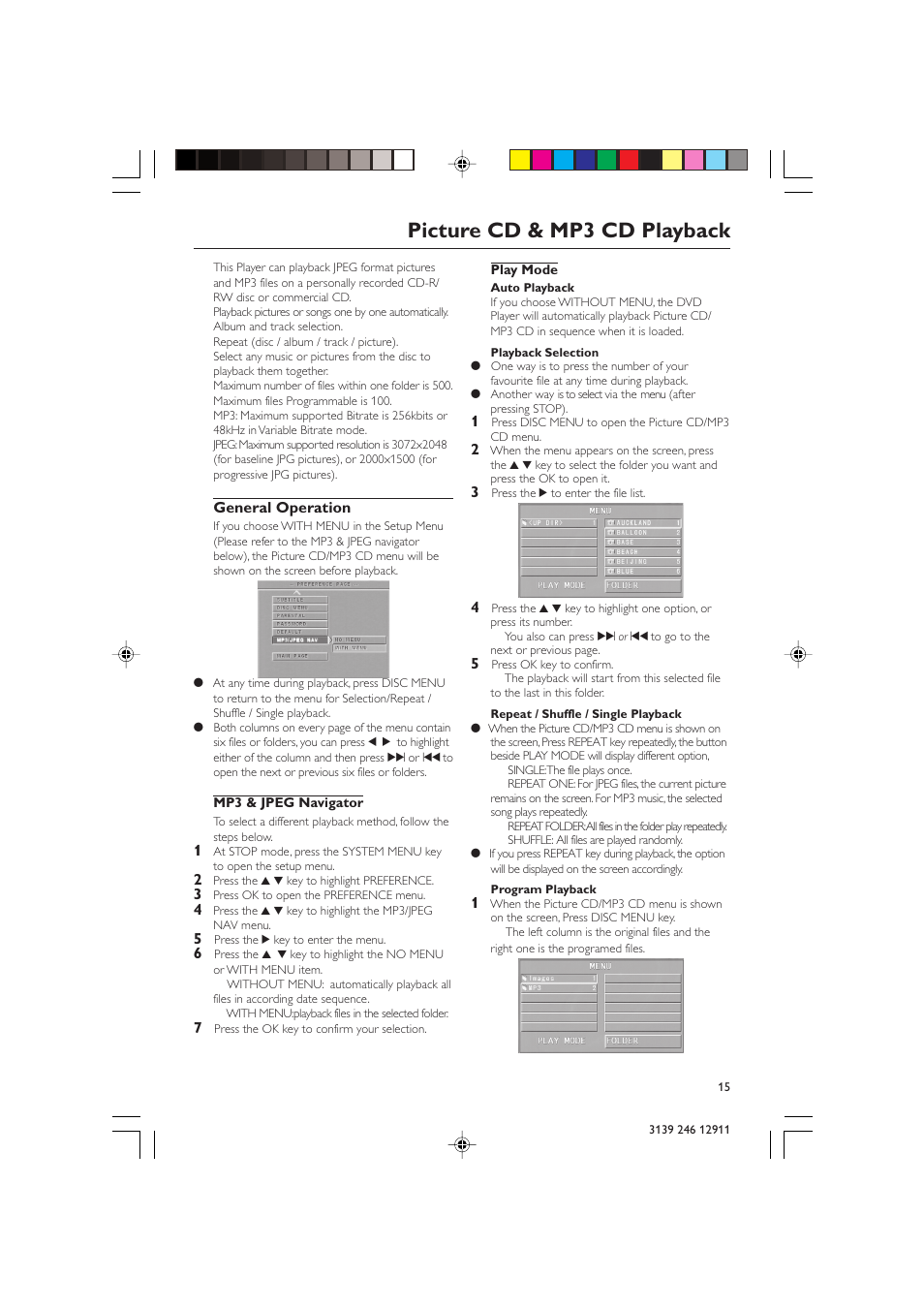 Picture cd & mp3 cd playback | Polycom DVD 729 User Manual | Page 15 / 31