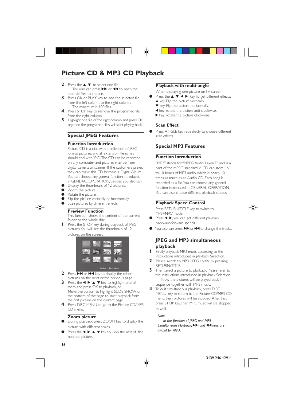 Picture cd & mp3 cd playback | Polycom DVD 729 User Manual | Page 16 / 31
