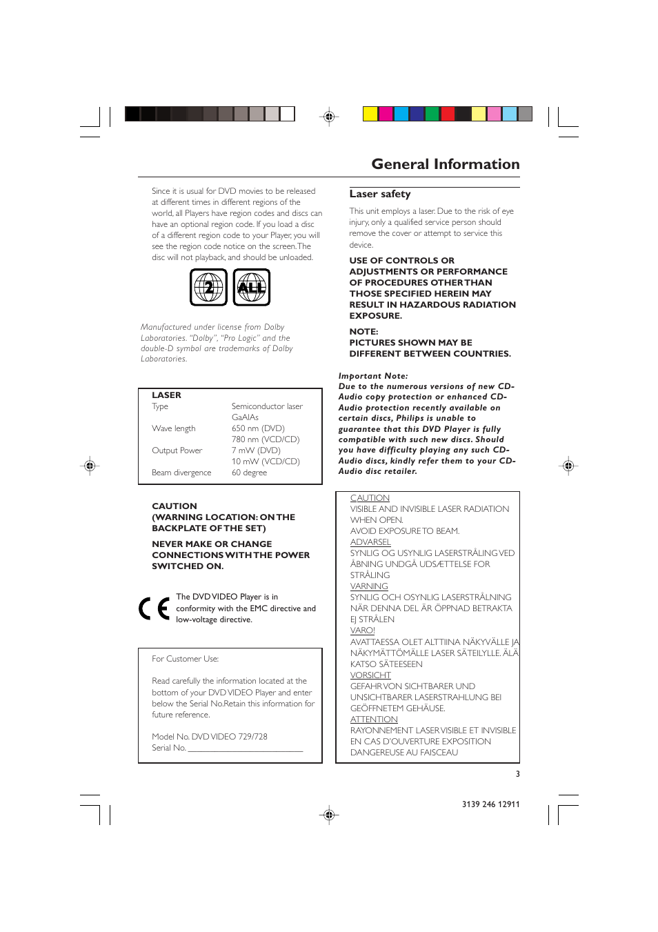 General information | Polycom DVD 729 User Manual | Page 3 / 31