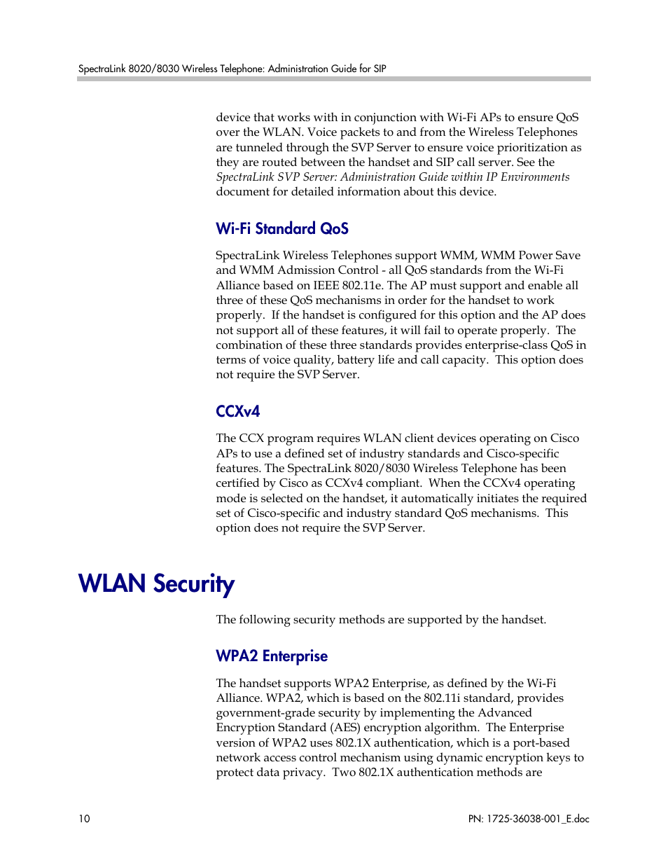 Wlan security | Polycom SpectraLink 8030 User Manual | Page 10 / 131