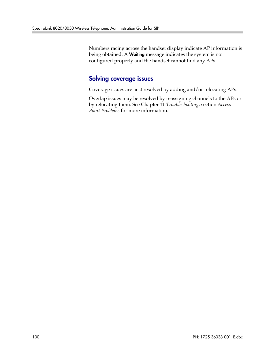 Solving coverage issues | Polycom SpectraLink 8030 User Manual | Page 100 / 131