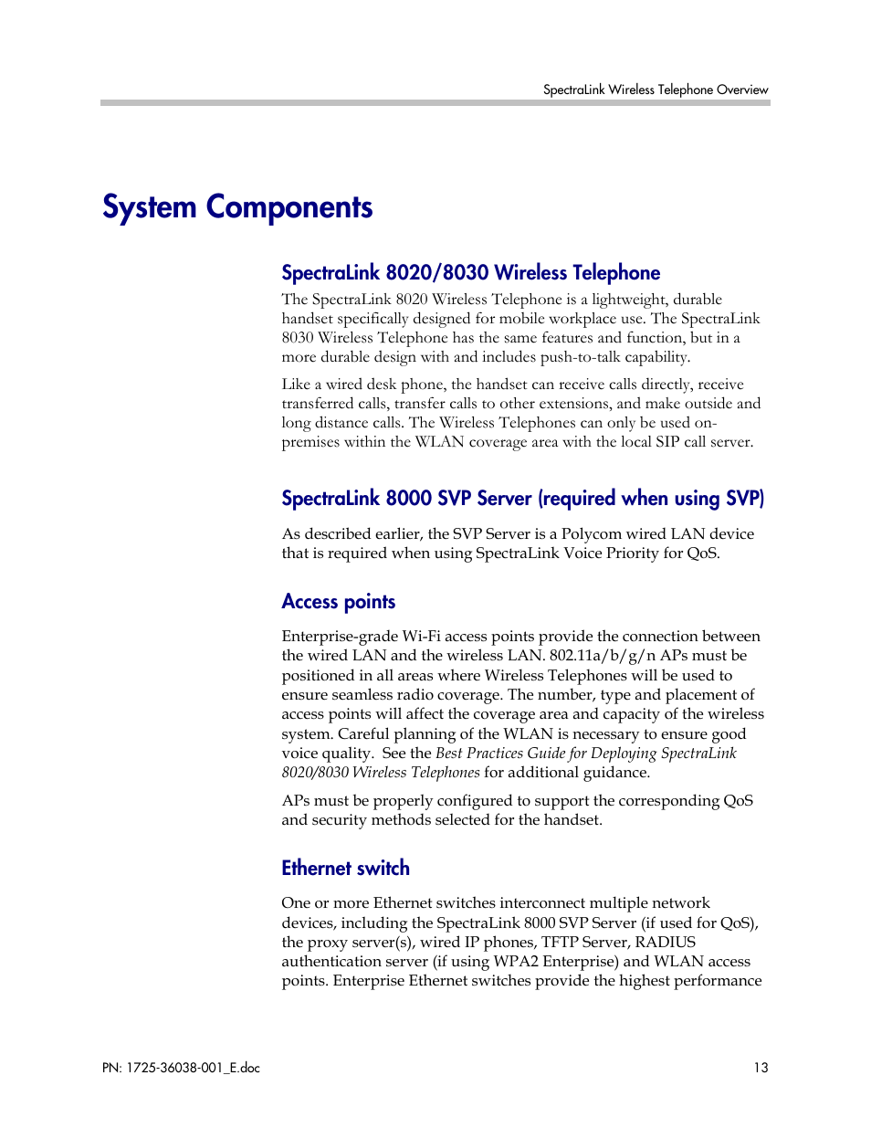 System components | Polycom SpectraLink 8030 User Manual | Page 13 / 131