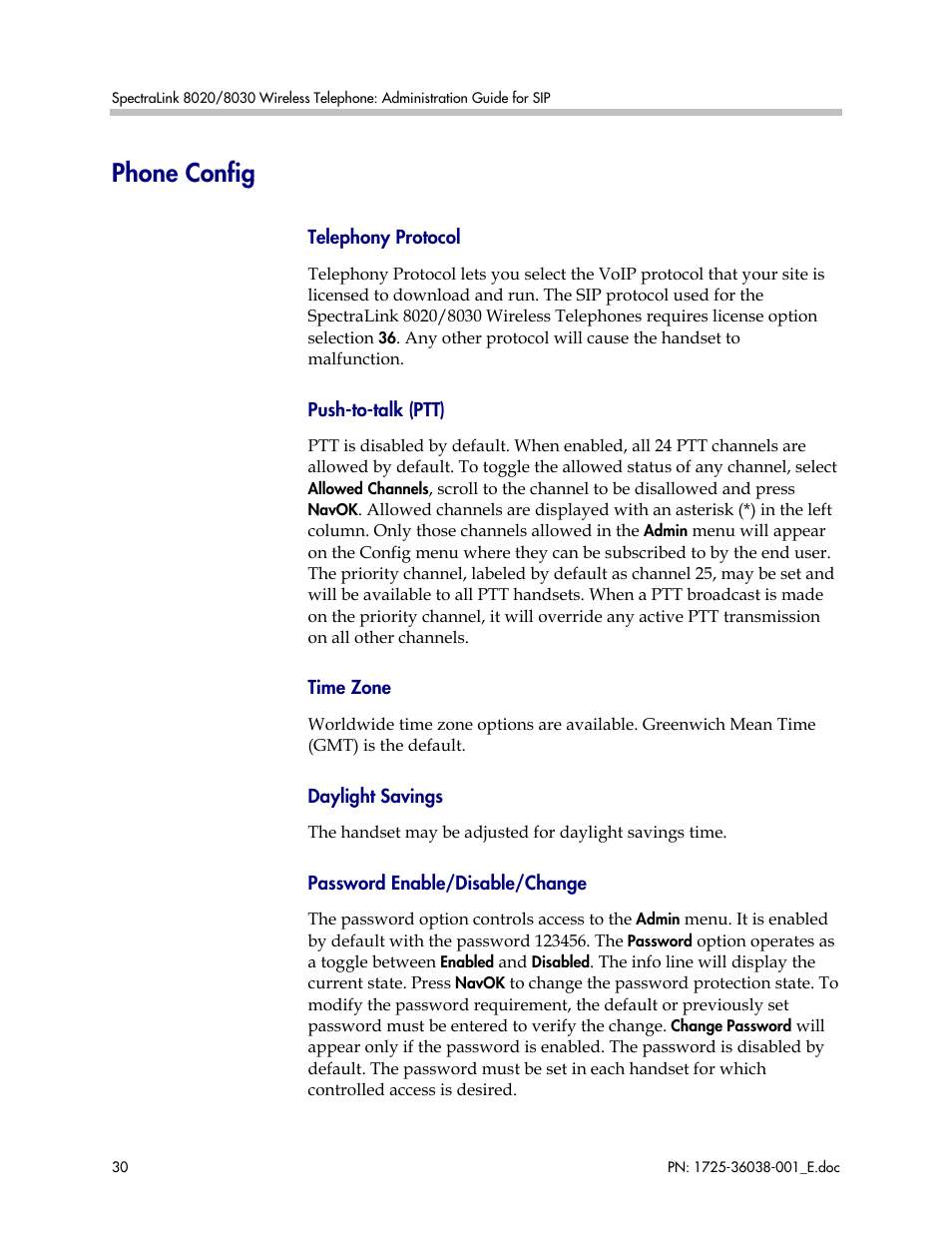 Phone config | Polycom SpectraLink 8030 User Manual | Page 30 / 131