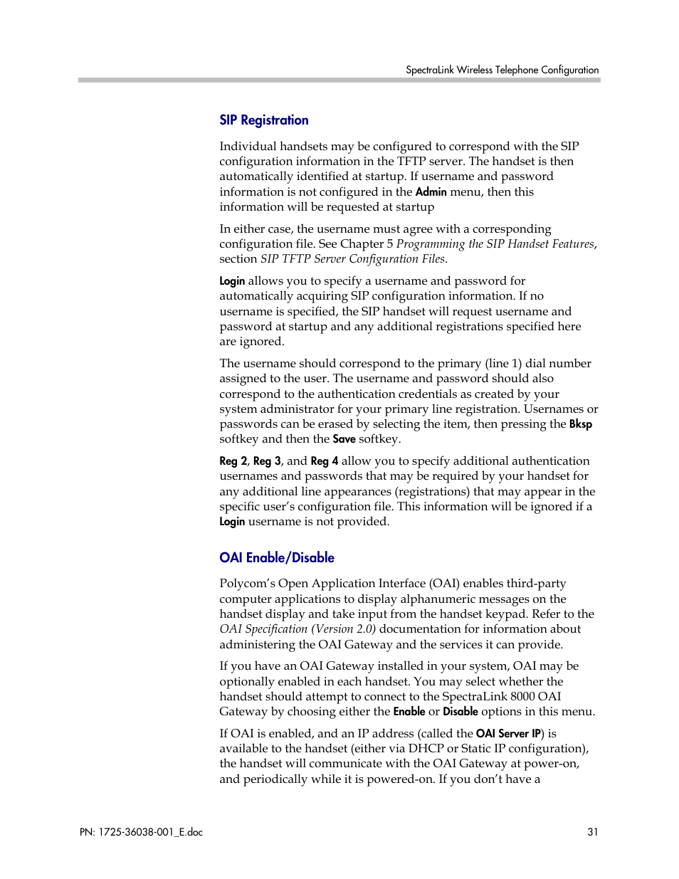 Polycom SpectraLink 8030 User Manual | Page 31 / 131