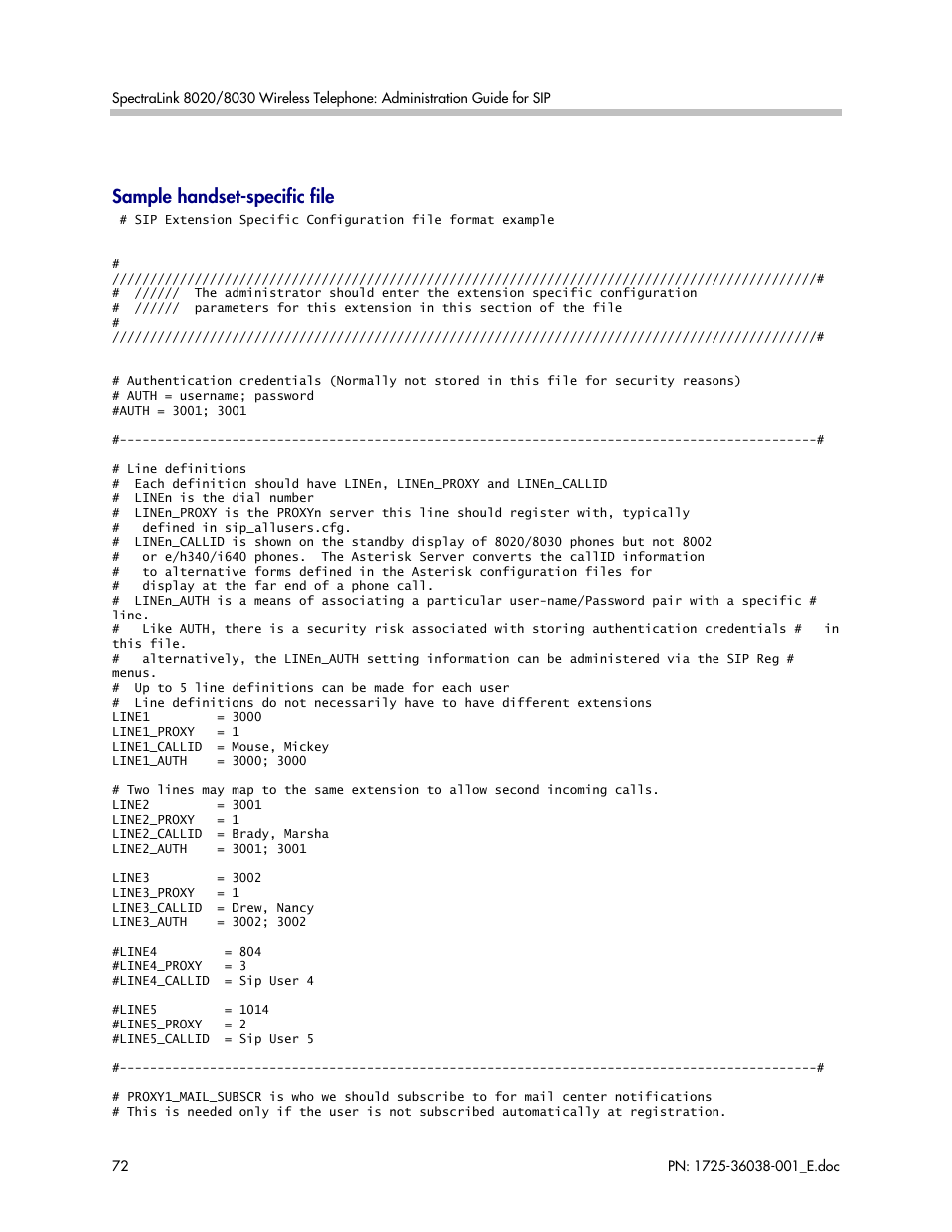 Sample handset-specific file | Polycom SpectraLink 8030 User Manual | Page 72 / 131