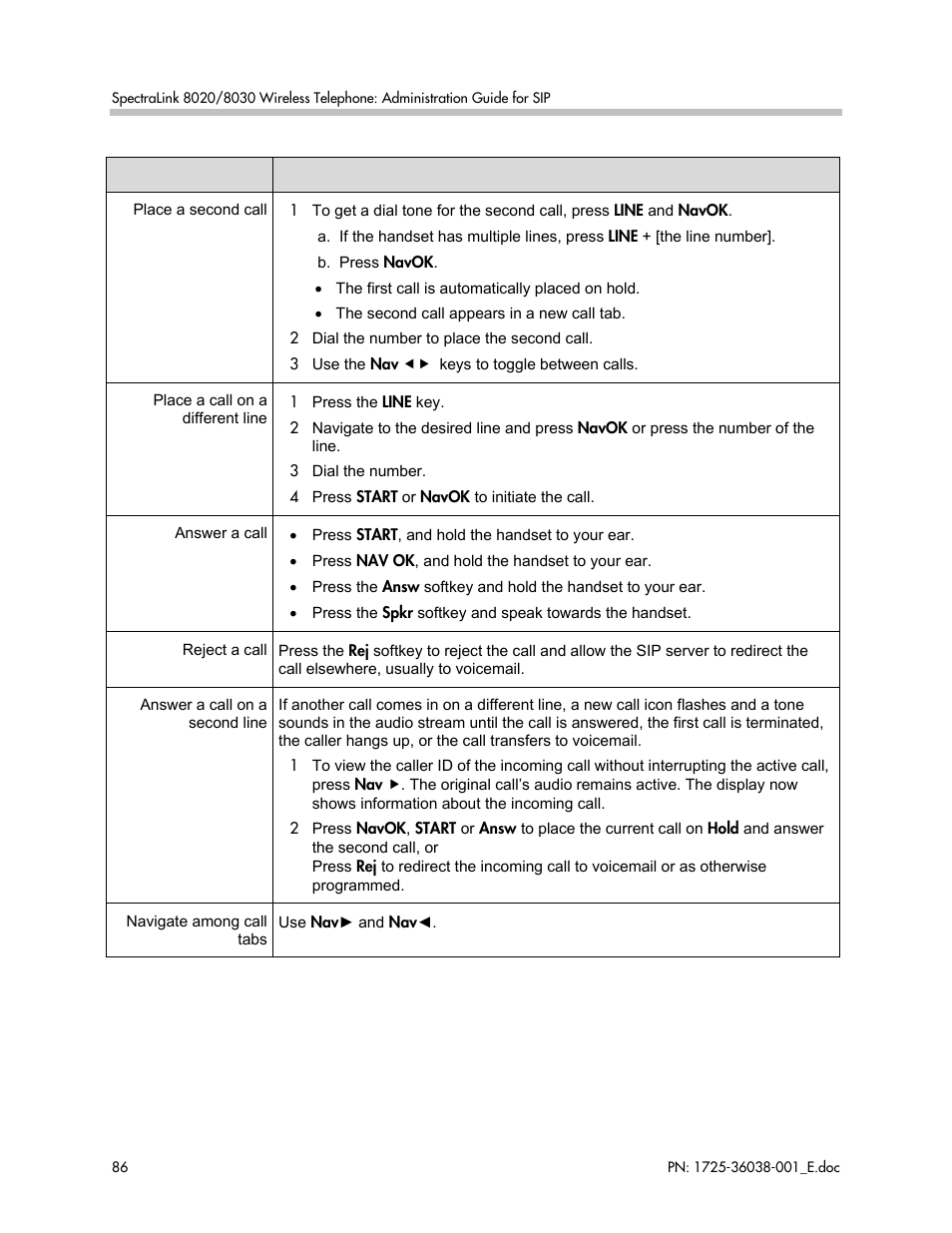 Polycom SpectraLink 8030 User Manual | Page 86 / 131