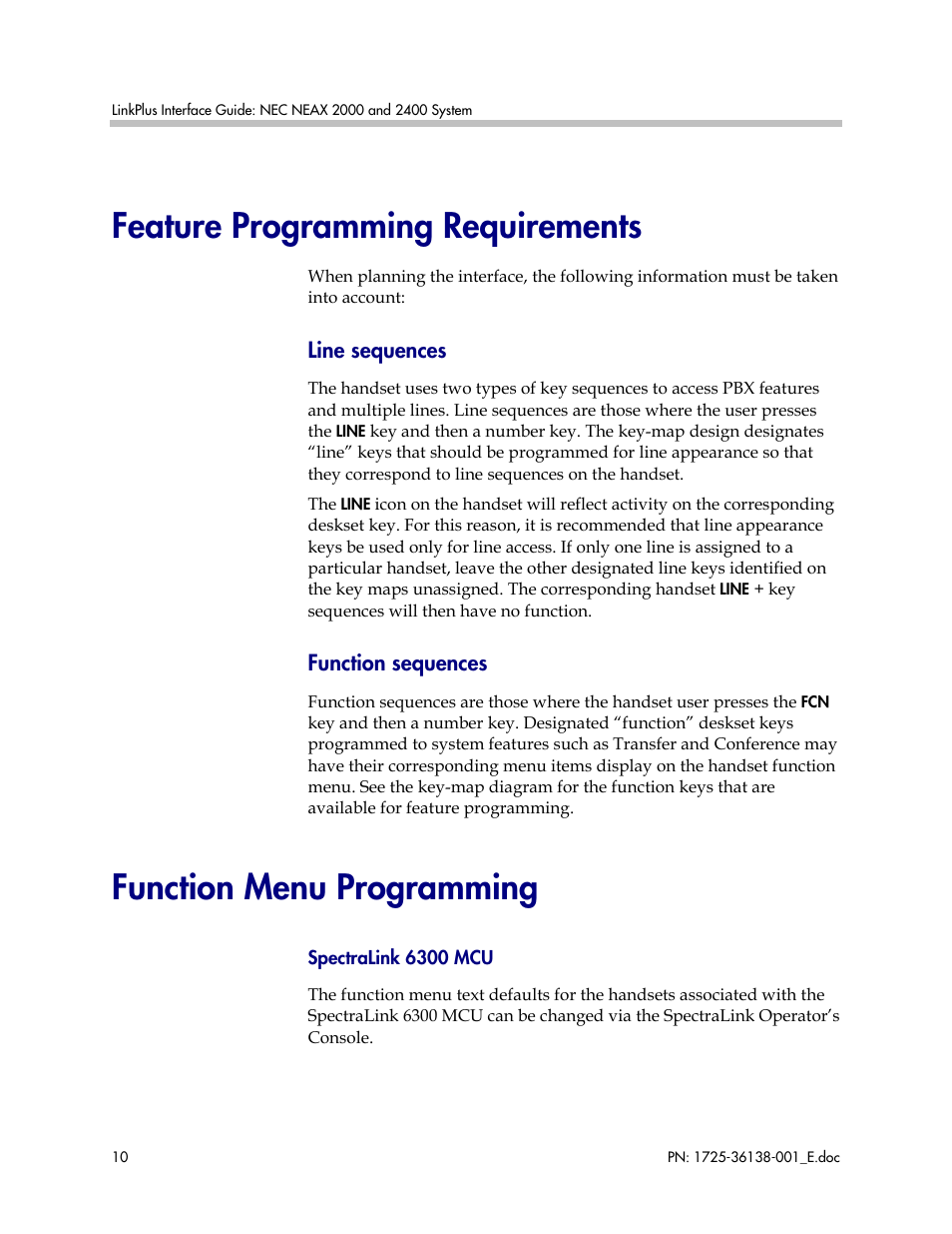 Feature programming requirements, Function menu programming | Polycom 2000 User Manual | Page 10 / 17