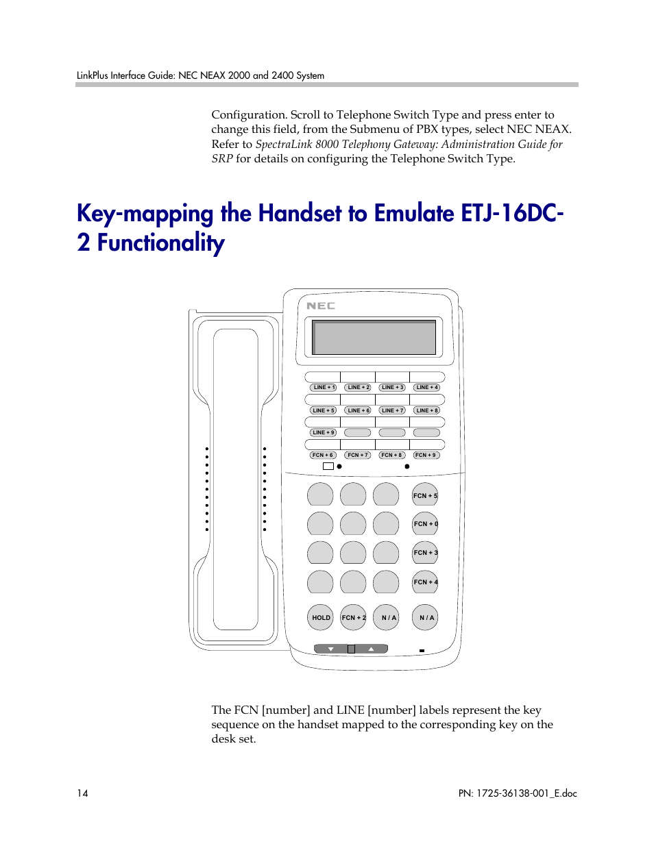 Neax etj-16dc-2 key-mapping | Polycom 2000 User Manual | Page 14 / 17