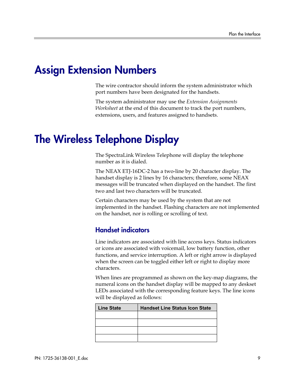 Assign extension numbers, The wireless telephone display | Polycom 2000 User Manual | Page 9 / 17