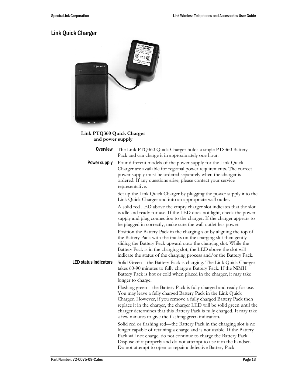 Link quick charger | Polycom SpectraLink PTC400 User Manual | Page 14 / 25