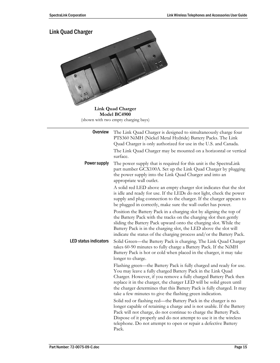 Link quad charger | Polycom SpectraLink PTC400 User Manual | Page 16 / 25