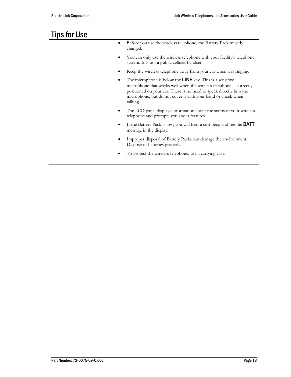 Tips for use | Polycom SpectraLink PTC400 User Manual | Page 19 / 25