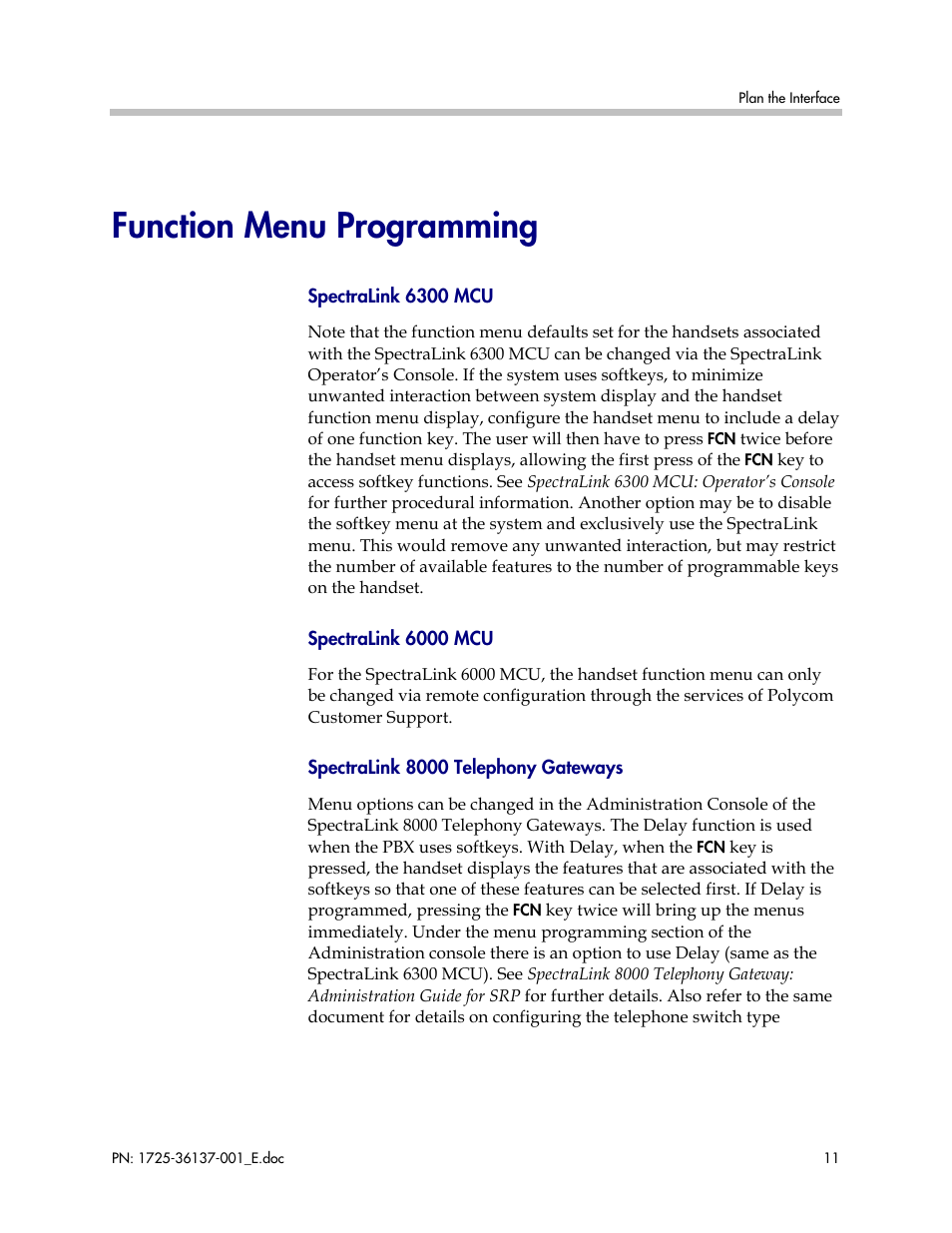 Function menu programming | Polycom MITEL SX-200 User Manual | Page 11 / 17
