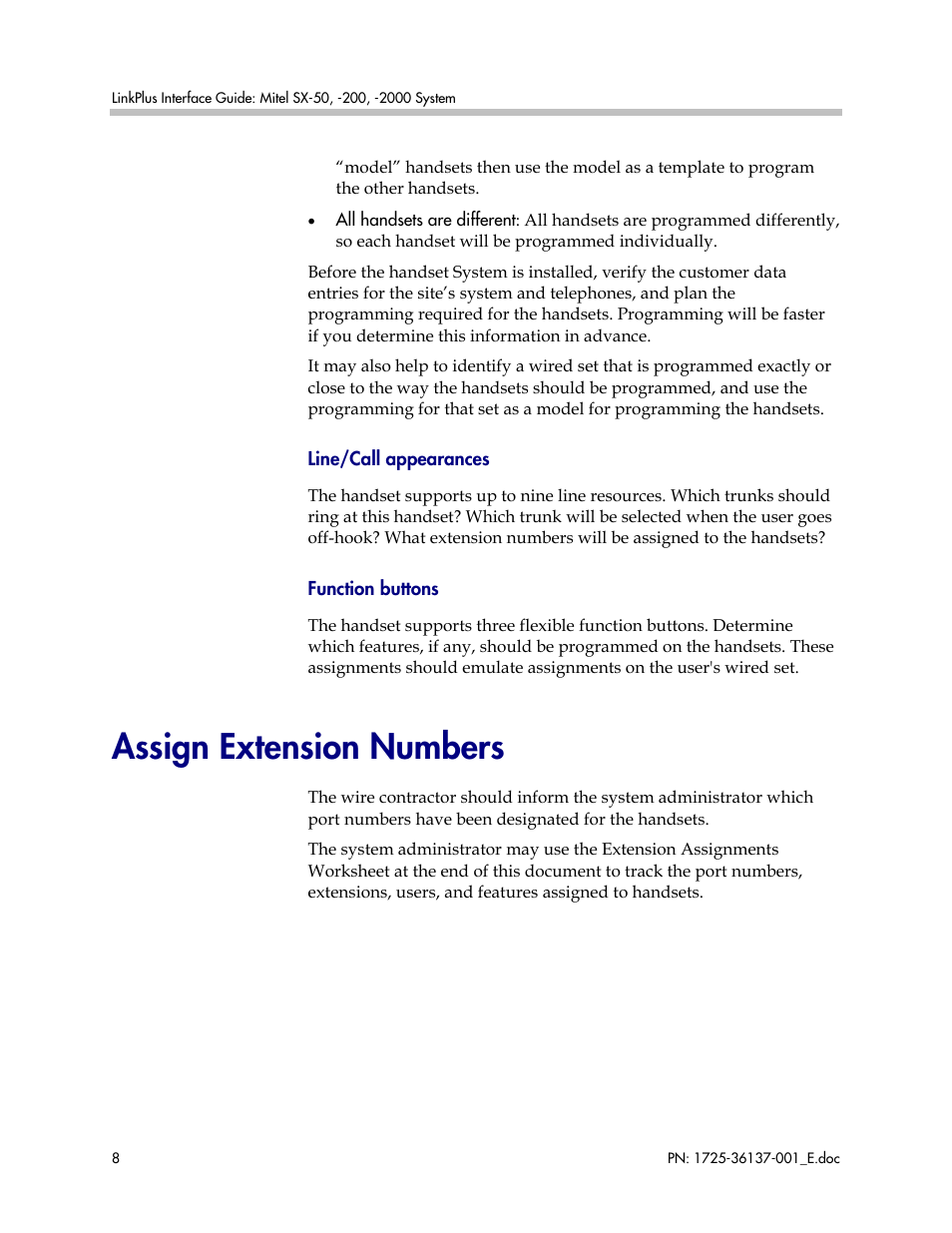 Assign extension numbers | Polycom MITEL SX-200 User Manual | Page 8 / 17