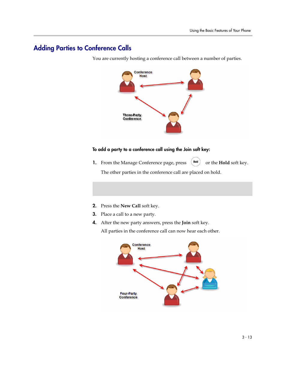 Adding parties to conference calls, Adding parties to conference calls –13 | Polycom SoundPoint IP 450 User Manual | Page 51 / 84