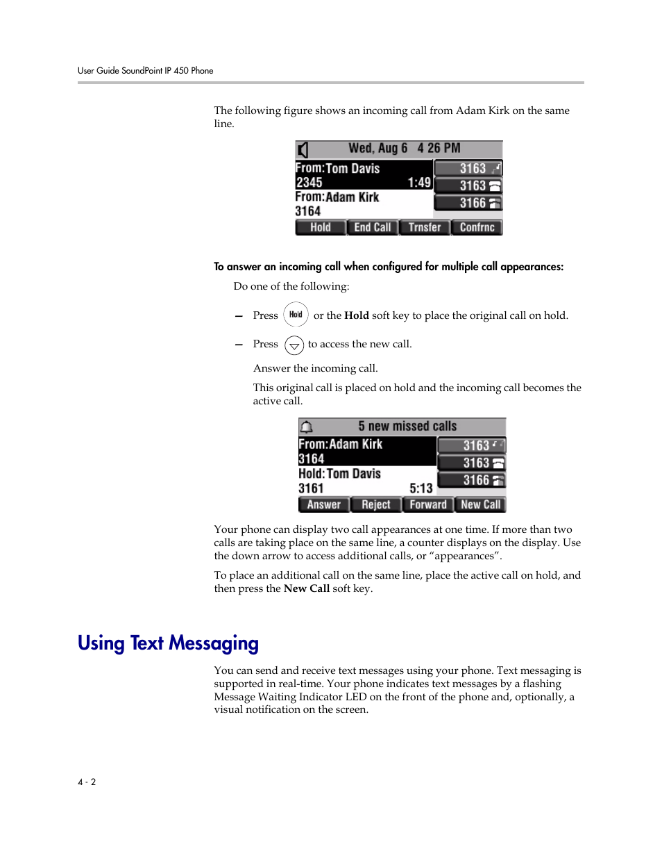 Using text messaging, Using text messaging –2 | Polycom SoundPoint IP 450 User Manual | Page 62 / 84