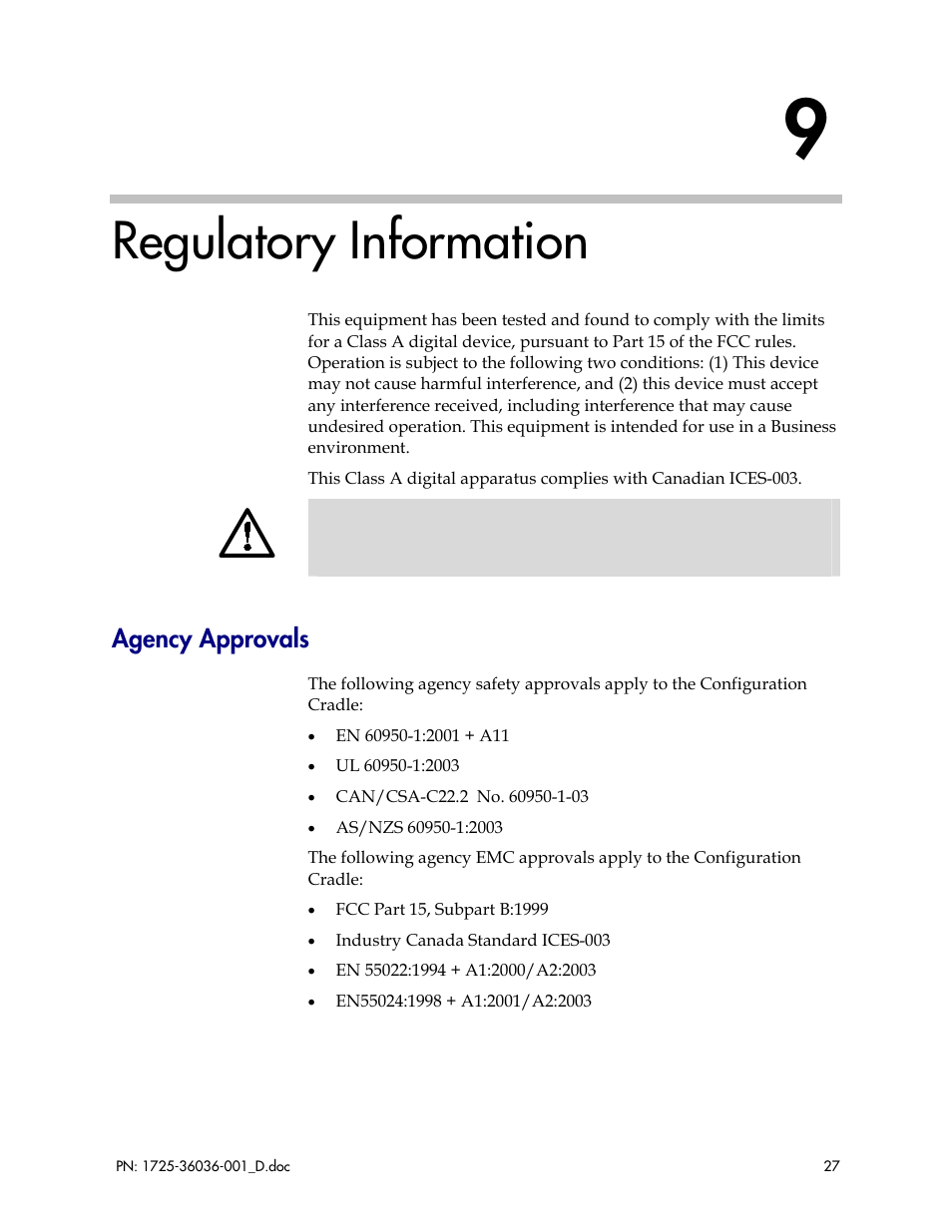 Regulatory information, Agency approvals | Polycom E340 User Manual | Page 27 / 29