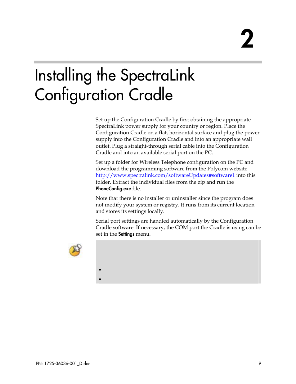 Installing the spectralink configuration cradle | Polycom E340 User Manual | Page 9 / 29