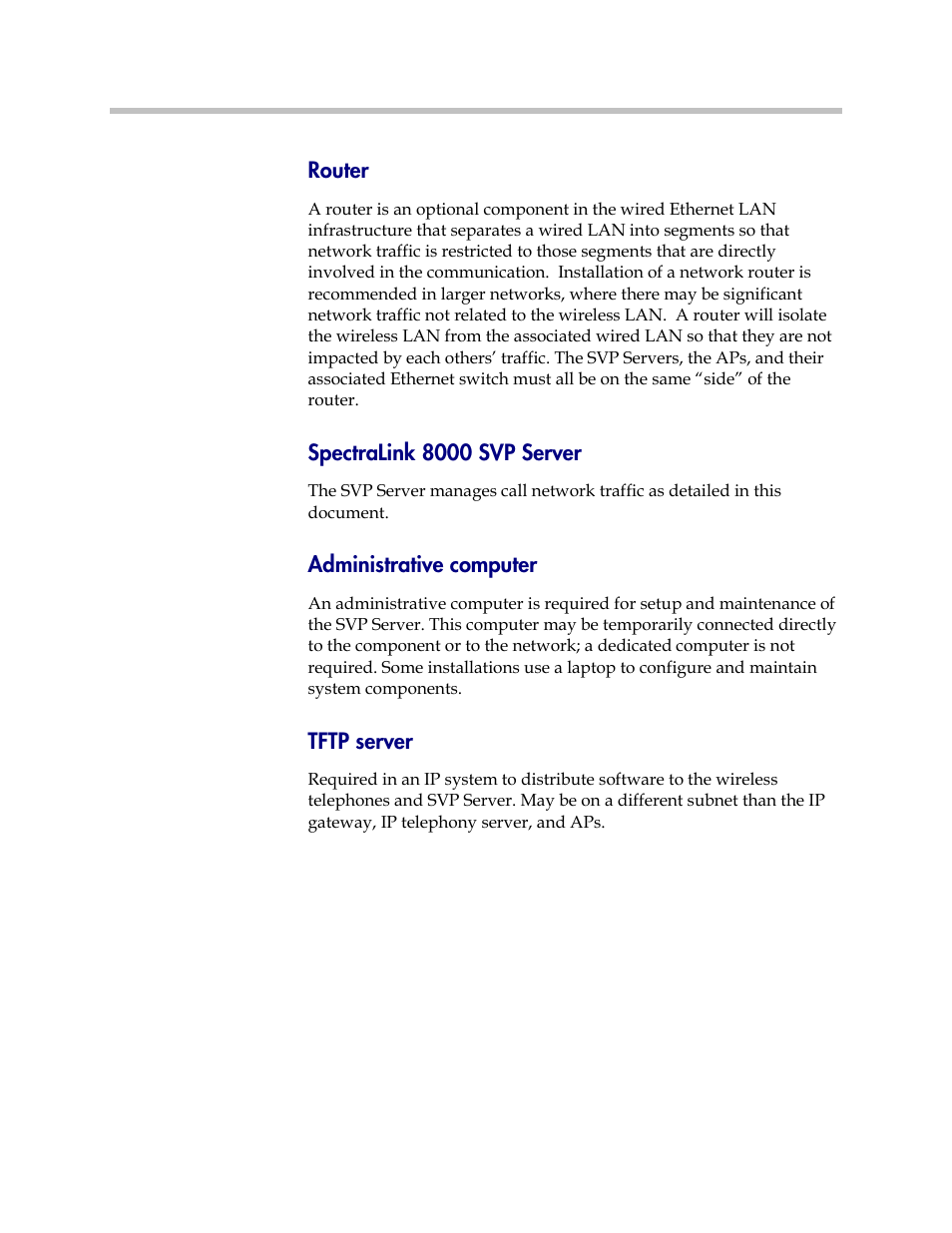 Router, Spectralink 8000 svp server, Administrative computer | Tftp server | Polycom SpectraLink 1725-36033-001 User Manual | Page 15 / 47