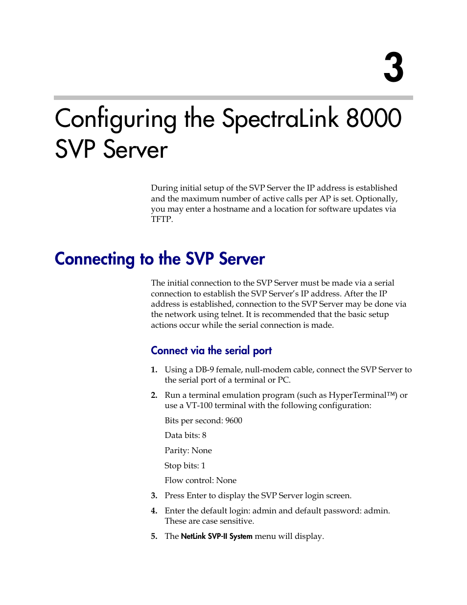 Configuring the spectralink 8000 svp server, Connecting to the svp server | Polycom SpectraLink 1725-36033-001 User Manual | Page 23 / 47