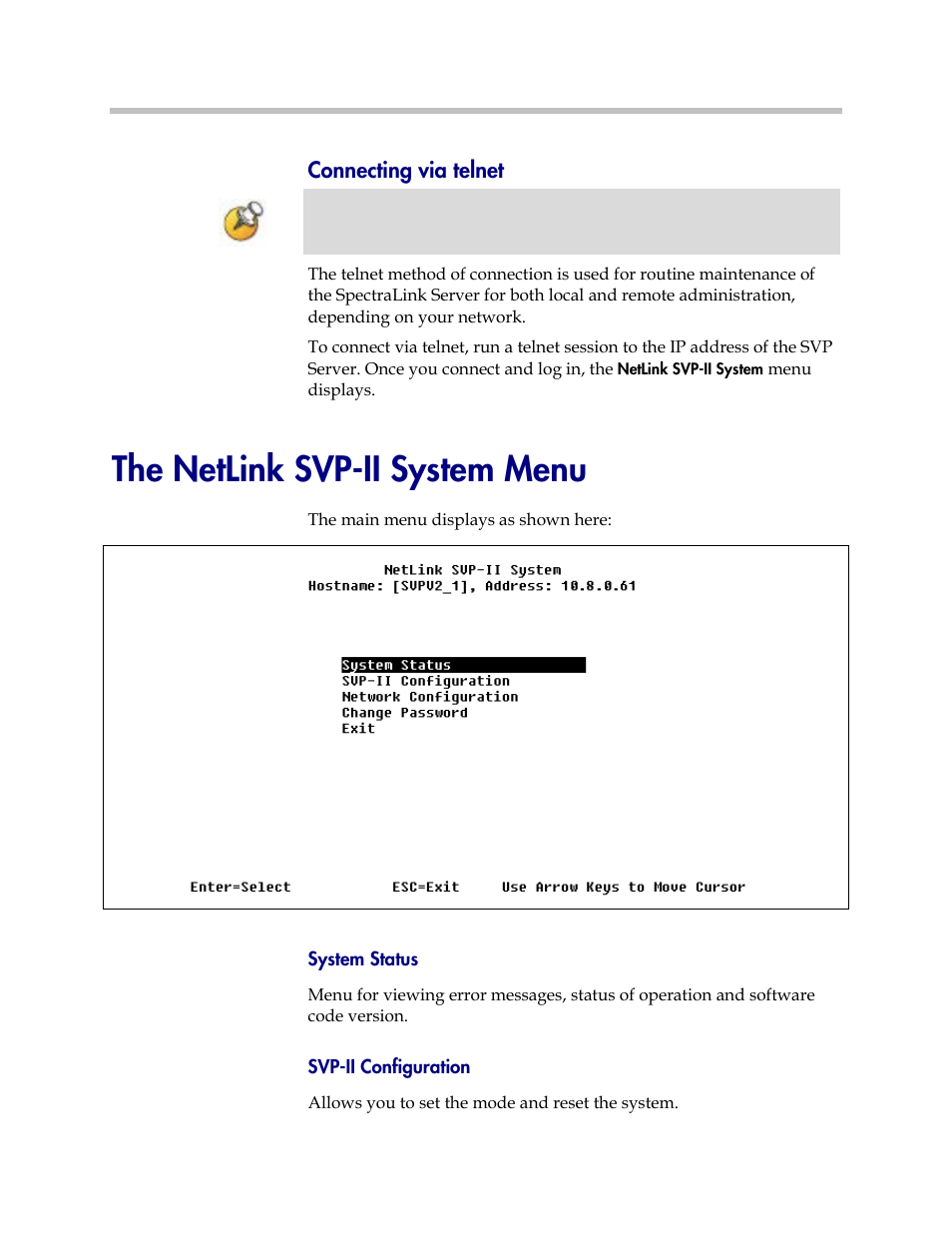 The netlink svp-ii system menu | Polycom SpectraLink 1725-36033-001 User Manual | Page 24 / 47