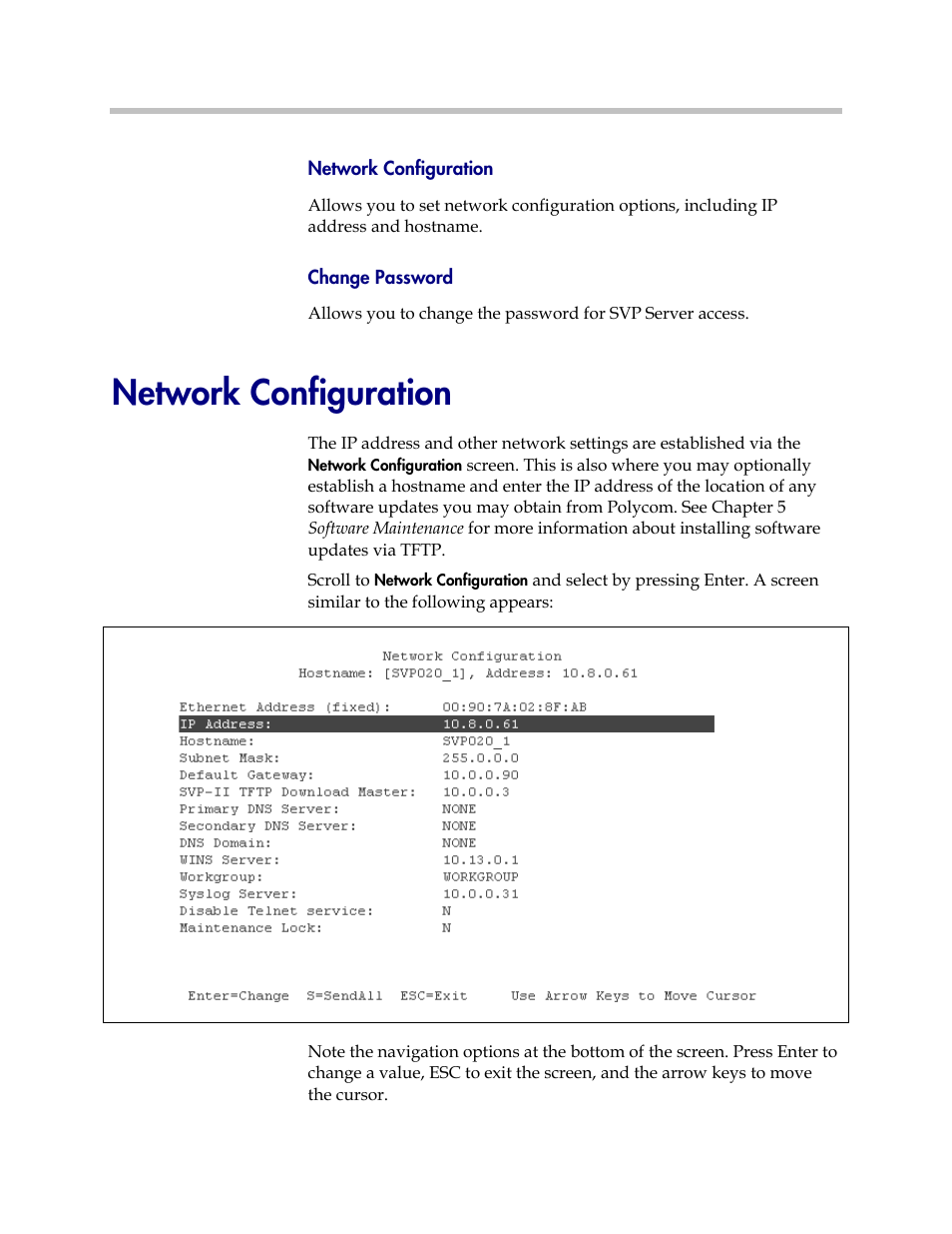Network configuration | Polycom SpectraLink 1725-36033-001 User Manual | Page 25 / 47
