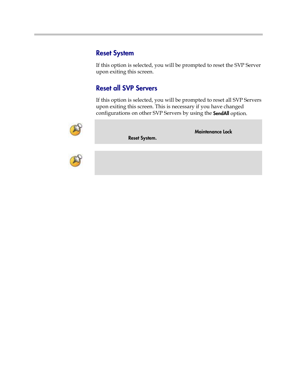 Reset system, Reset all svp servers | Polycom SpectraLink 1725-36033-001 User Manual | Page 32 / 47