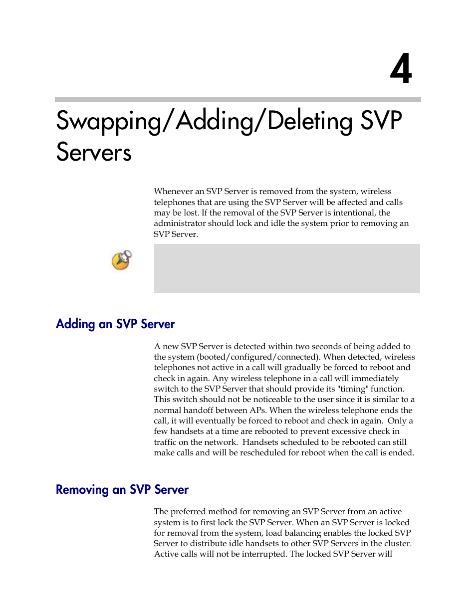 Swapping/adding/deleting svp servers, Adding an svp server, Removing an svp server | Polycom SpectraLink 1725-36033-001 User Manual | Page 37 / 47