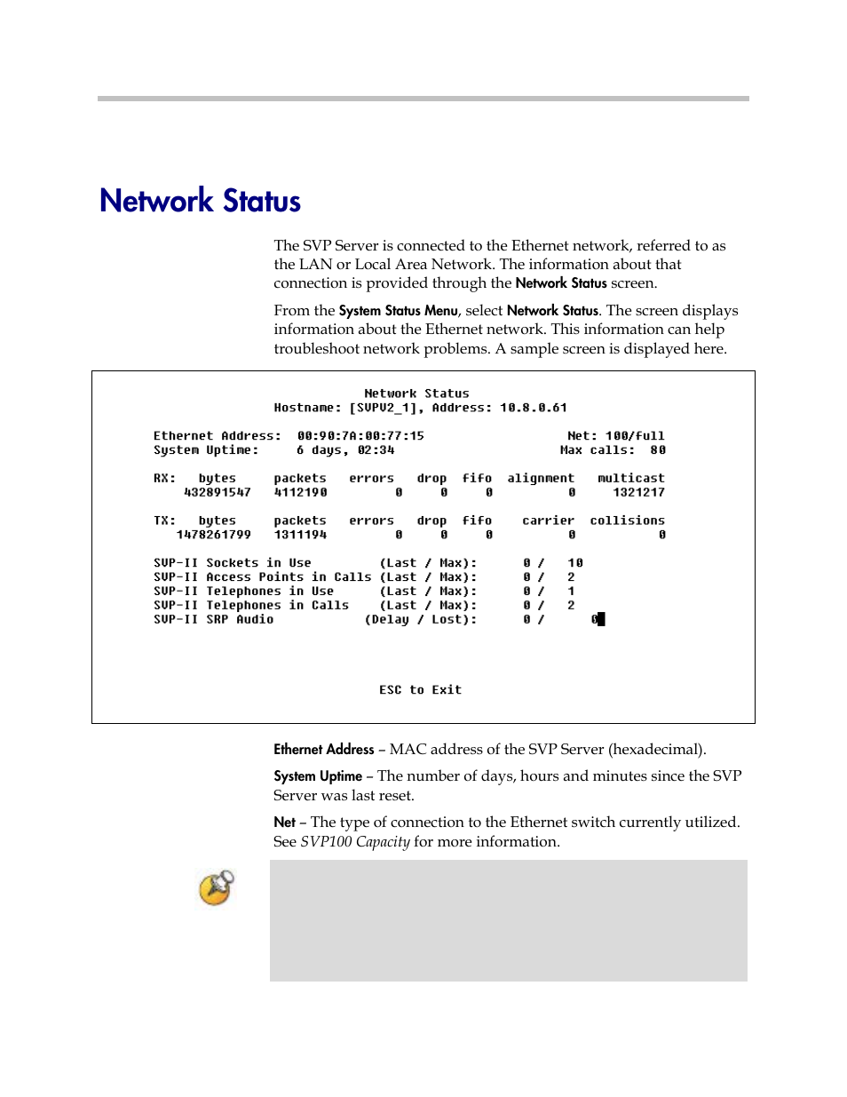 Network status | Polycom SpectraLink 1725-36033-001 User Manual | Page 43 / 47