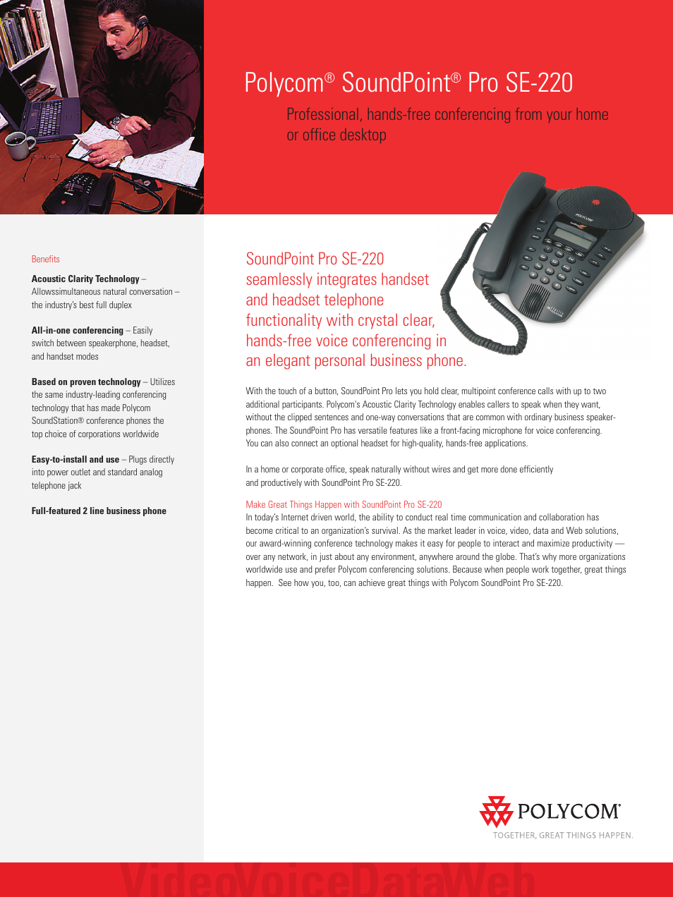 Polycom SoundPoint Pro SE-220 User Manual | 2 pages